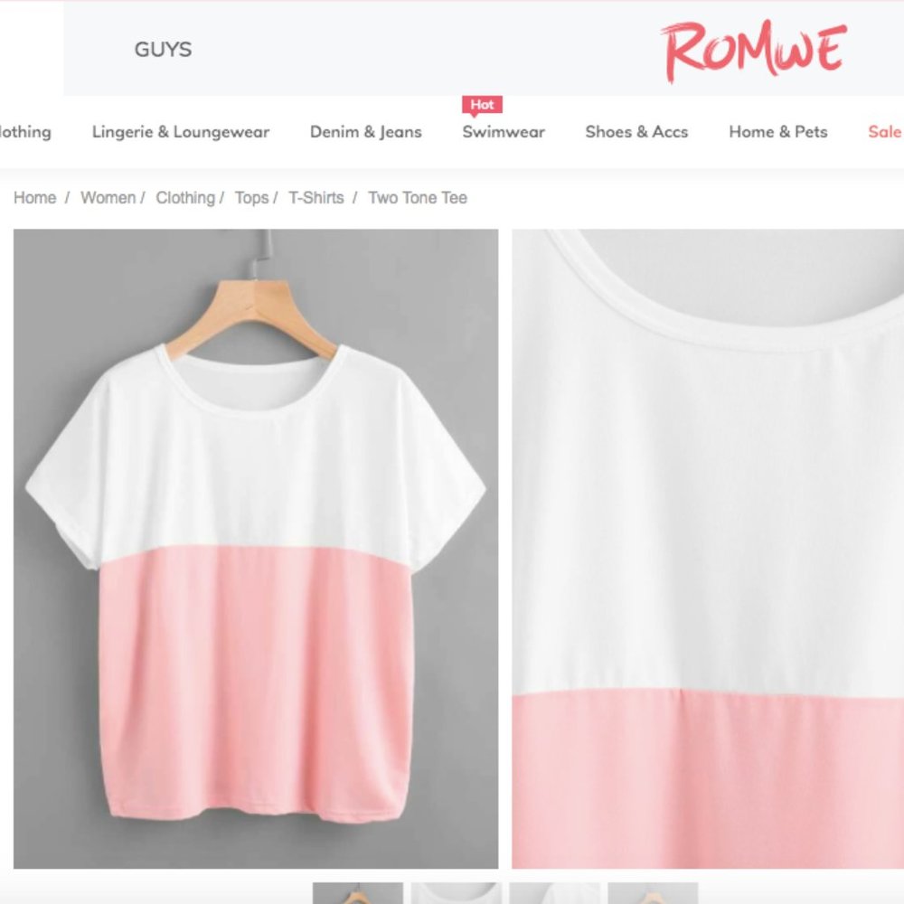ROMWE Two Tone Tee